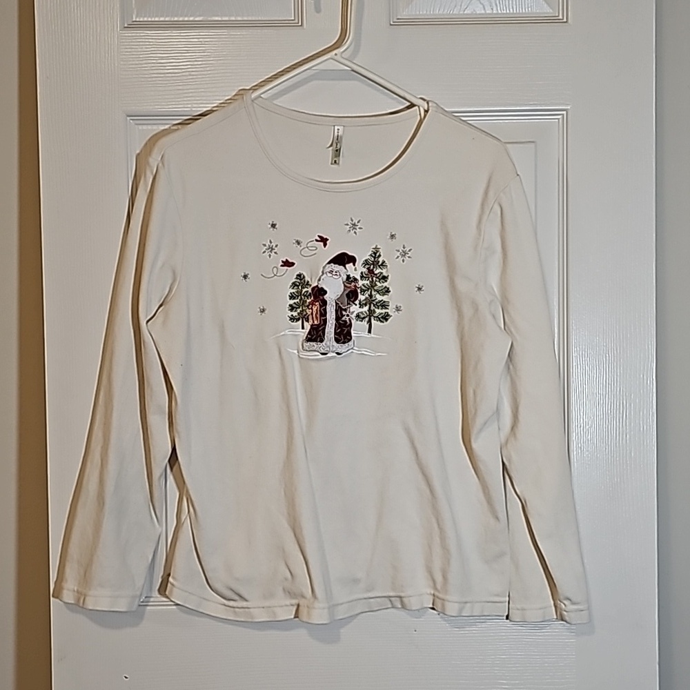 White Stag Sweatshirt Top Size XL Vintage Christmas Worn/Discoloration FLAW